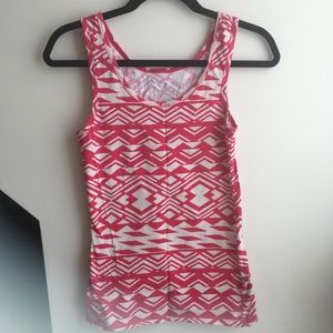 Pink and off white tribal print tank top